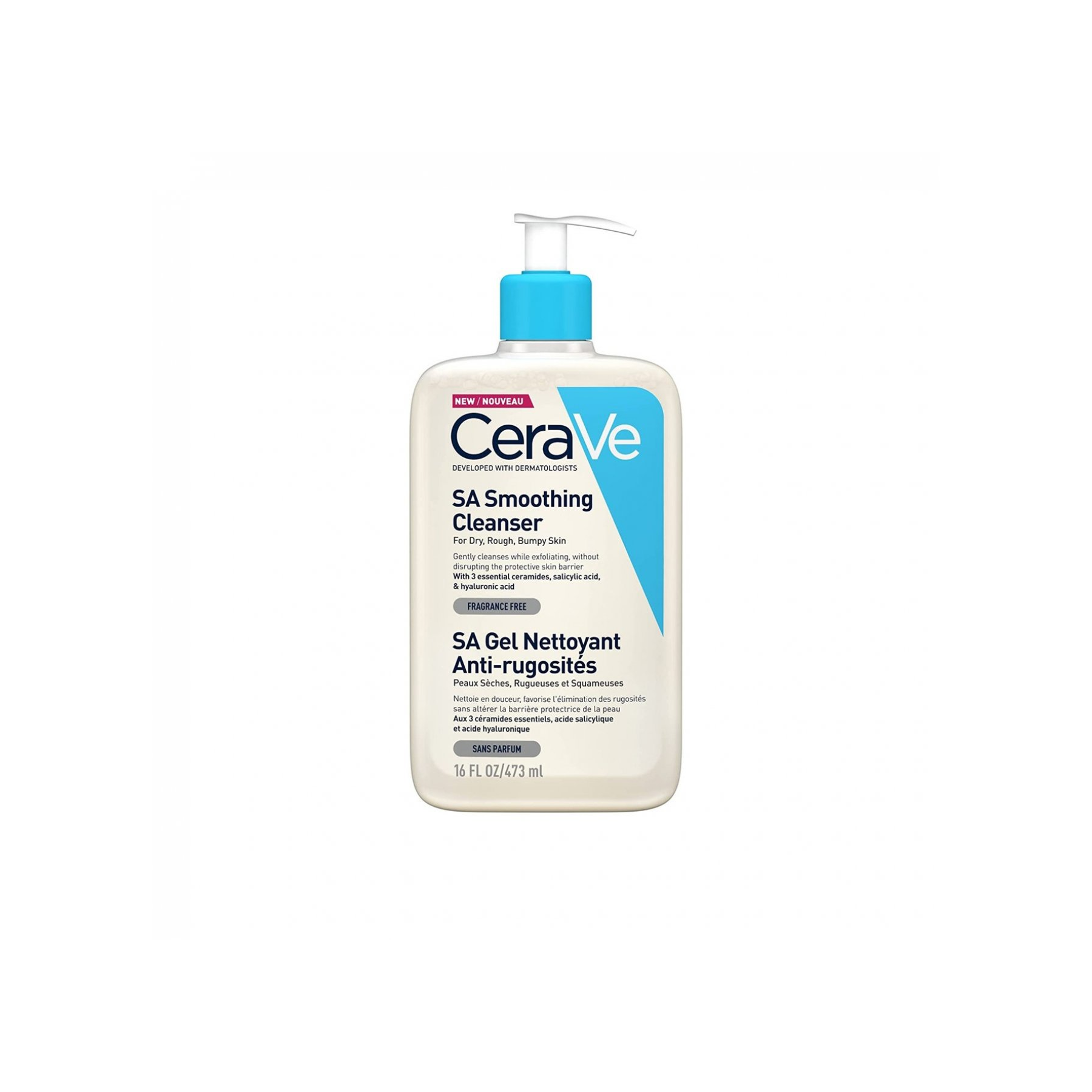 CeraVeSASmoothingCleanserForDry_Rough_BumpySkin-473ml منظف منعم CeraVe SA للبشرة الجافة والخشنة والمتعرجة - 473 مل - 画像 (1)